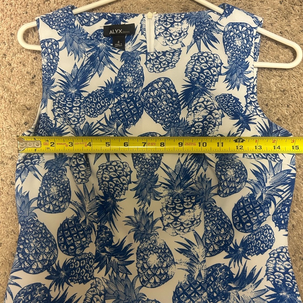 Blue and White Sleeveless pineapple Dress - Picture 7 of 7